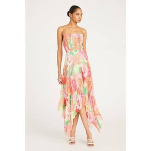 AMUR Pierce Pleated Hem Dress in Tropical Floral 2